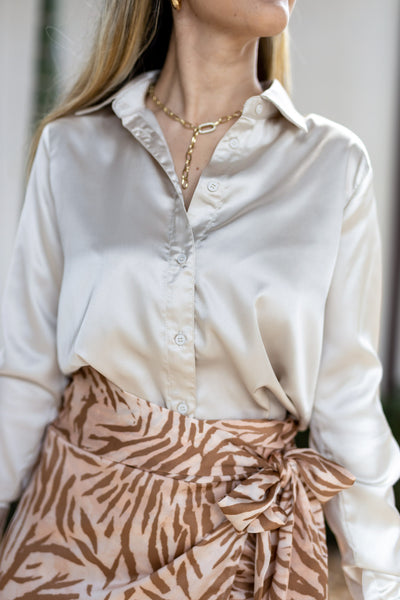 Long sleeve silk blouse 